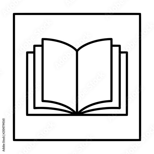 Open book icon, minimalist line art, symbol for knowledge, learning, and education