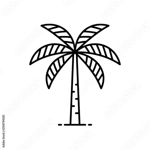 Minimalist Palm Tree Icon, Tropical Vacation Symbol, Line Art Design