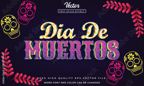 Dia de muertos text effect 3d style
