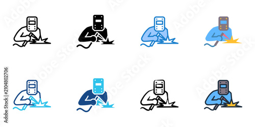 Welding icons set multiple style collection. Editable stroke 
