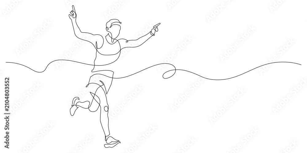 Obraz premium marathon finish one continuous line drawing minimalism