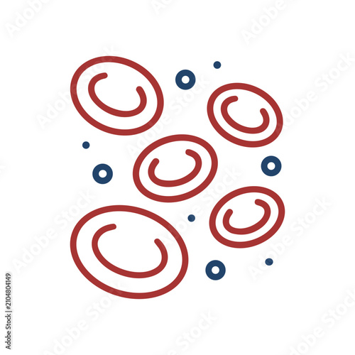 Fotografie Red Blood Cells Illustration Containing erythrocytes, bloodstream, hematology, and flat illustration