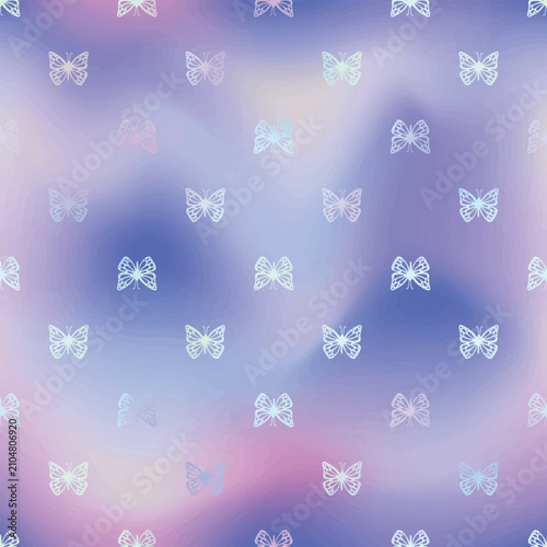 Butterflies on Blurred Blue and Purple Gradient Background