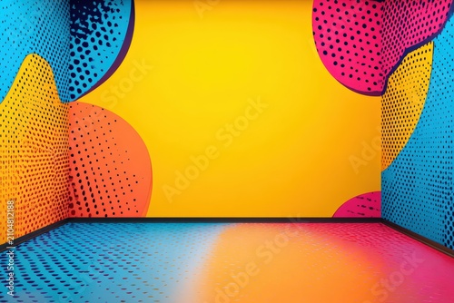 Bright Pop Art Background with Colorful Halftone Circles