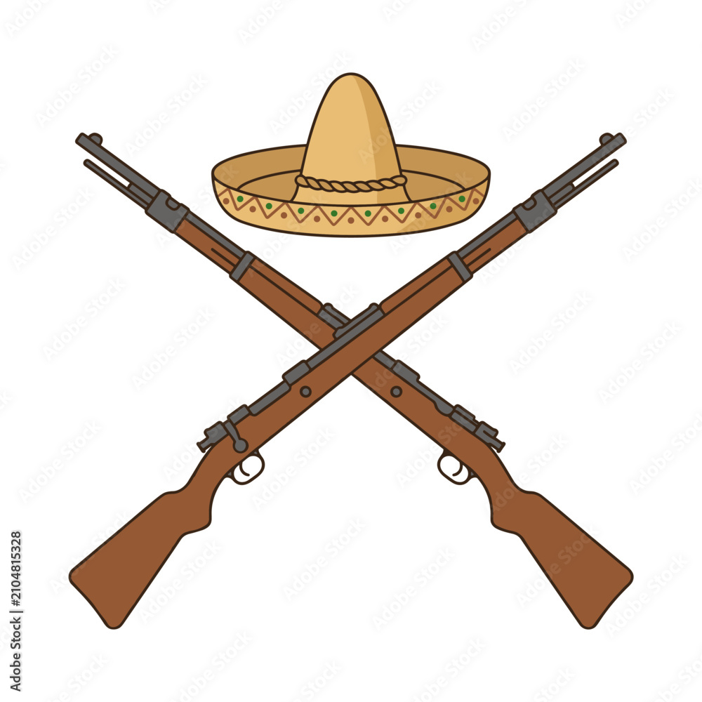 Obraz premium Crossed rifles and sombrero, symbols of Mexican heritage