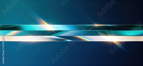 Glossy Iridescent Ribbons Cyan Blue Rainbow Light Dark Abstract 3D 4K