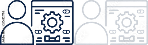 business settings gear options control line icon web dashboard development system optimization vector design element illustration

