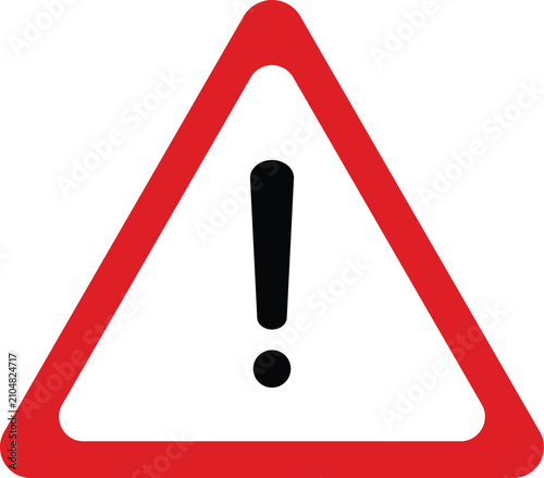 Quadro su tela Red triangular warning sign, isolated on transparent background