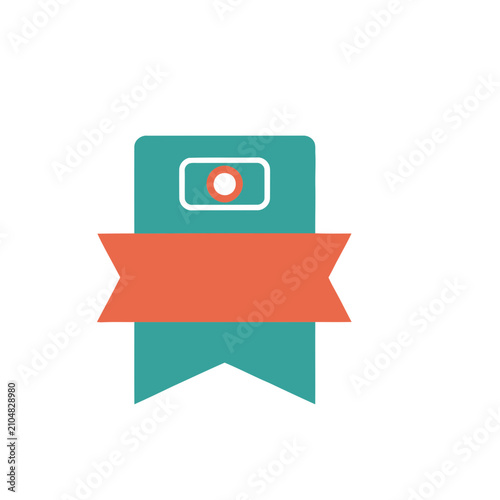 Teal and orange ribbon with camera icon