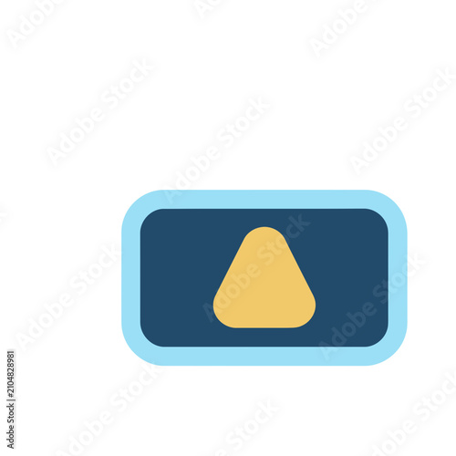 Yellow triangle inside a blue rounded rectangle