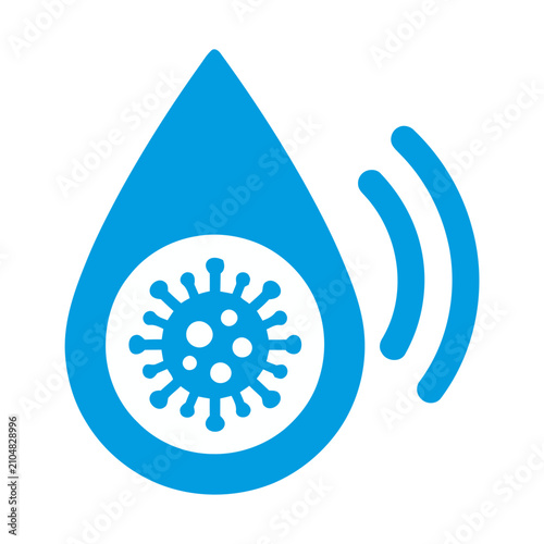 Virus in water drop icon