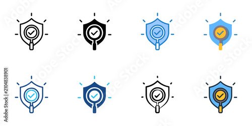 Safety audit icons set multiple style collection. Editable stroke 