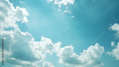 Cinematic Blue Sky with Fluffy White Clouds
