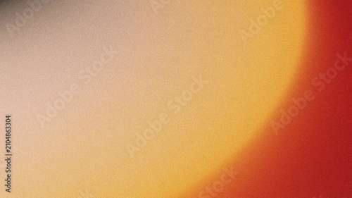 Schilderij op canvas Smooth diagonal color gradient transitioning from muted taupe beige through golden yellow to deep rust red, covered with fine grainy film noise texture