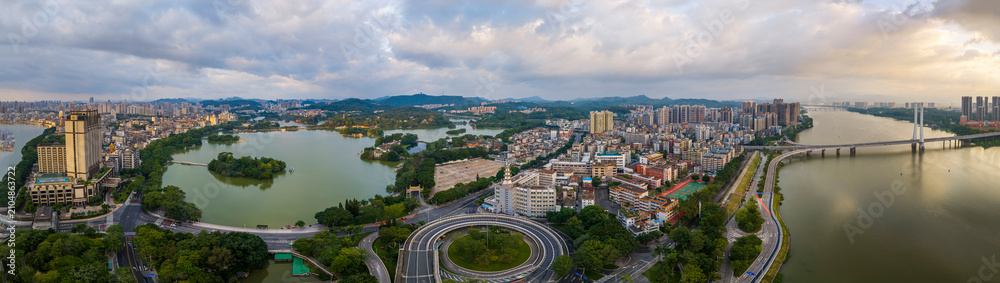 Fototapeta premium Aerial View of Huizhou City at Morning, Guangdong Province, China