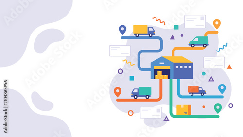 Abstract illustration of connected delivery and logistics network.