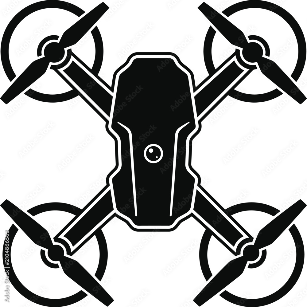 Fototapeta premium WebQuadcopter Drone With Camera Aerial Photography Technology Vector Icon