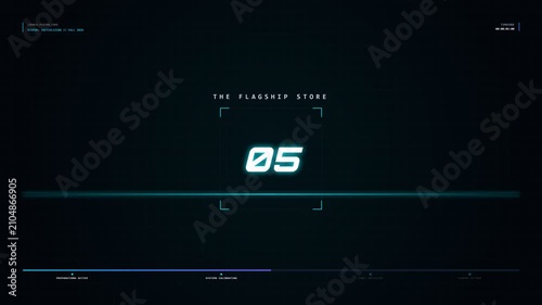 Tech Startup Blueprint HUD Grand Opening Countdown 4K