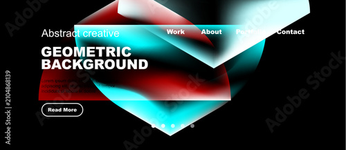 Abstract geometric design. Vibrant colors blend, creating modern website head...