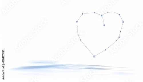 Digital blue glowing heart outline with connecting dots.