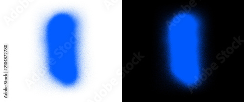 Fotografie Vibrant blue spray paint stroke on white and black background, neon graffiti aer