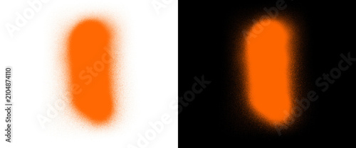 Fotografie Orange spray paint drip on white and black background, neon spraypaint texture,
