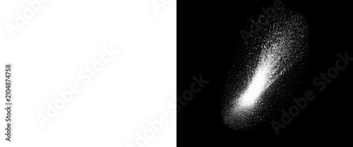 Quadro su tela Abstract white powder explosion on black background, dynamic dust splash texture