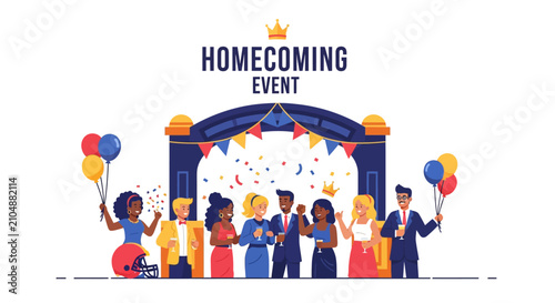 Diverse Group Celebrating Homecoming Event.