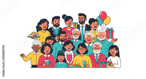 Diverse group of people celebrating together.