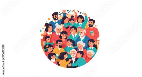 Diverse group of happy people together.