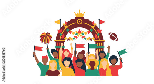 Diverse Group of People Celebrating Sports.