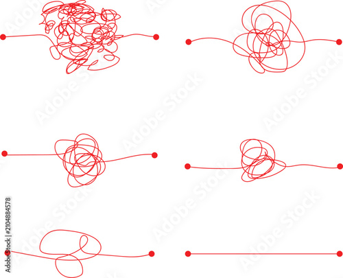 Red Line Path Evolution from Tangled Chaos to Straight Line Concept