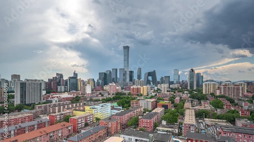 A breathtaking view of the Beijing CBD skyline as a storm looms.