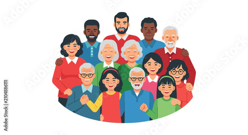 Diverse group of senior people together.