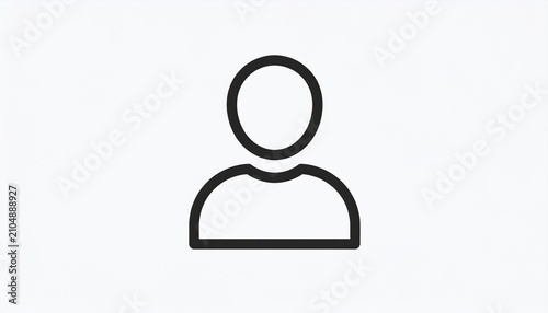 Minimalist black line art avatar icon of a person silhouette on a clean white background.