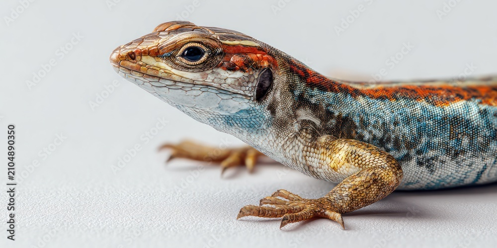 Fototapeta premium Close up of a colorful lizard on a white background perfect for various projects