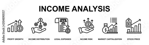 Tableau sur toile Income Analysis Banner Web Outline Icon Vector Illustration Concept for Business