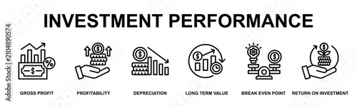 Cuadro en lienzo Investment Performance Banner Web Outline Icon Vector Illustration Concept for B