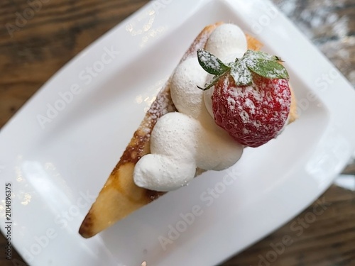Mille Crepes is a delicate French inspired cake made from many thin crepes layered with light pastry cream. Soft and creamy with a melt in the mouth texture, this cake offers a refined, sweet