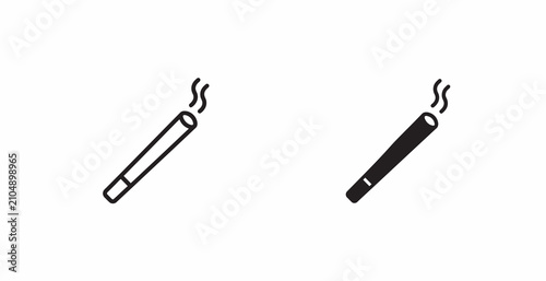 Fotografía Minimalist cigarette icon set with smoke, representing smoking habits and health risk concepts