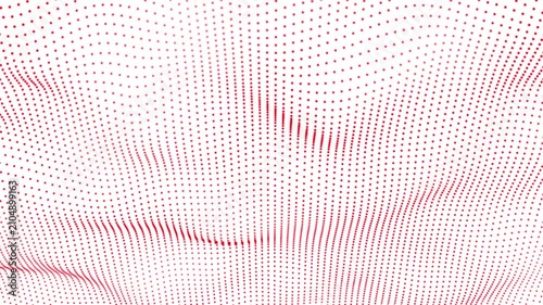 Red color digital dot wave on the white background animation.