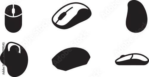 Quadro su tela Six black computer mouse icons in different styles Vector