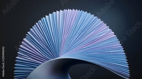 Abstract Pleated Fan Surface with Blue Purple Gradients