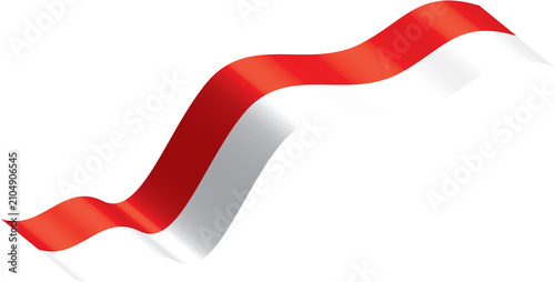 Obraz na płótnie Wavy Indonesian flag red and white ribbon isolated