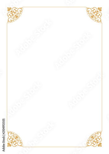 Gold frame with outer corner decorations and vintage scrollwork lines.
