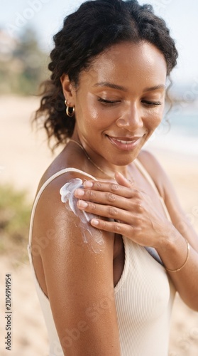 Premium Summer Sun Protection Skincare Concept with Healthy Glowing Skin