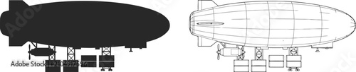 Foto Airship with Attached Gondola and Engines in Vector Illustration