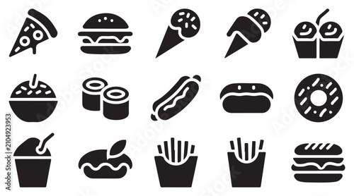 Konstfotografi Collection of popular foods and desserts including pizza, sushi, and ice cream