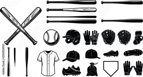 Baseball equipment set illustration
