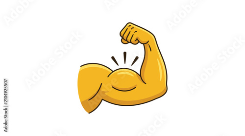 Yellow Bicep Flex Icon Representing Physical Strength and Bodybuilding Success